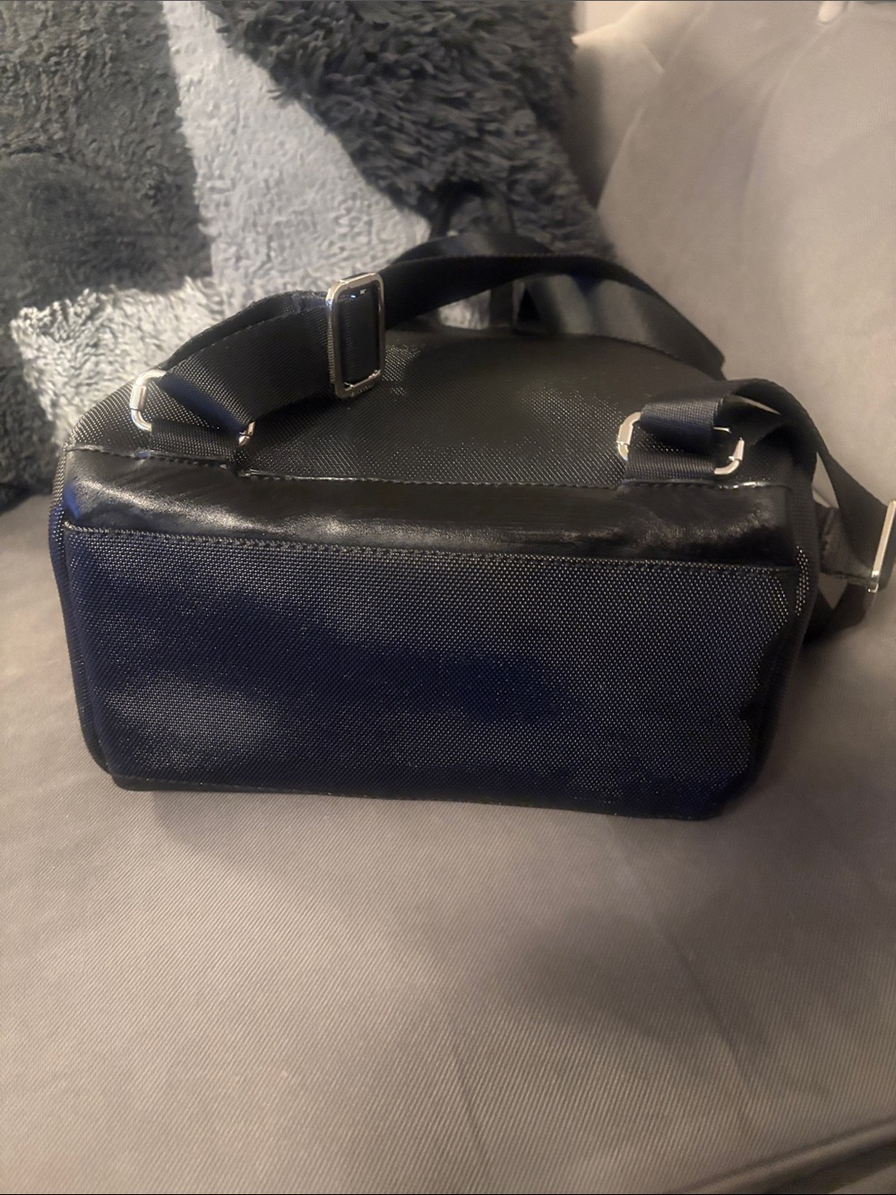 Compact Black Textured Backpack with Front Zip - Unbranded - Picture 5 of 8